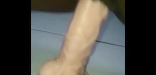  Close up black pussy dildoed